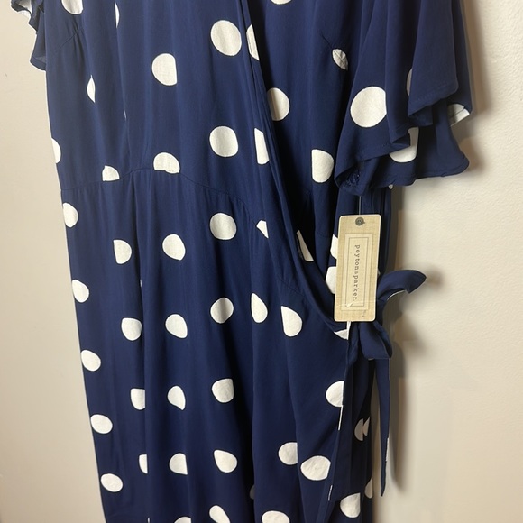 Blue wrap dress white polka dots 3X - Picture 7 of 7